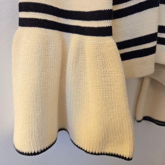 NWT Anthropologie x Knitted & Knotted Cream Cold Shoulder Bell Sleeve Sweater - Picture 16 of 16